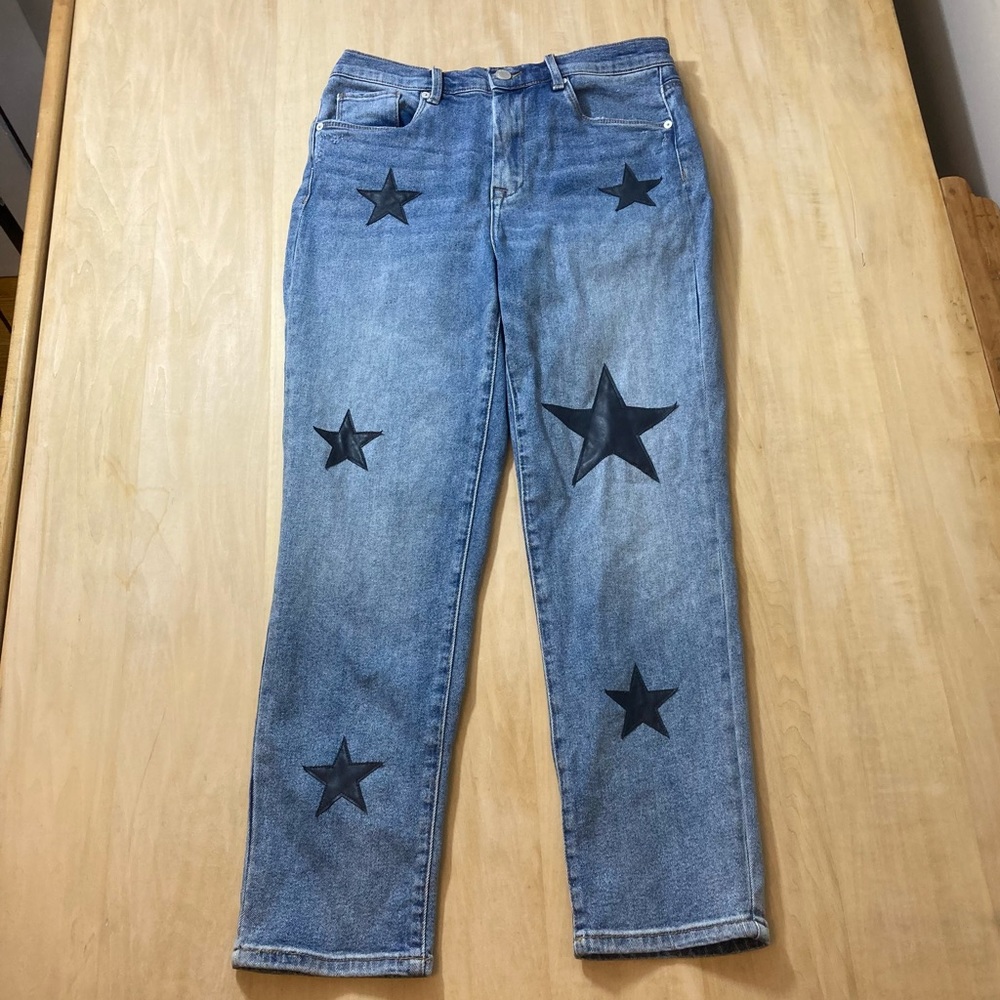 Blank NYC Madison Crop High Rise Skinny Jeans With Star Patches